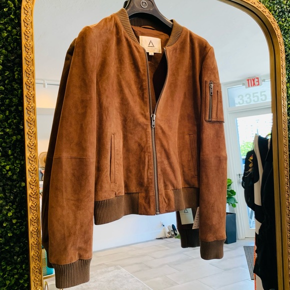 Serge Pariente Tobacco Suede Leather Bomber Style Jacket MENS/Unisex - Picture 1 of 8